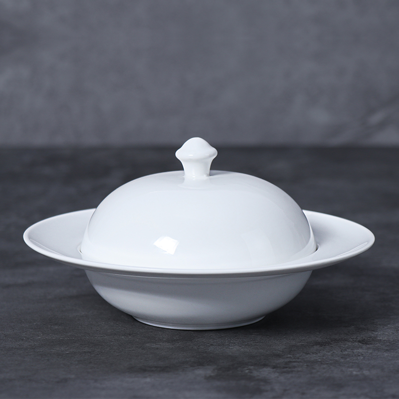 Pratos cerâmicos de vidro de tigela de sopa quadrada de placa profunda de porcelana de vidro branco