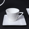 Conjunto de xícara de café de porcelana branca com pires de cerâmica de 5 onças