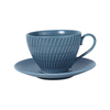 Xícaras e pratos de café em porcelana azul royal fosca