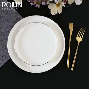 Utensílios de jantar de hotel, cerâmica, pintura dourada, talheres, porcelana, decalque dourado, prato de jantar