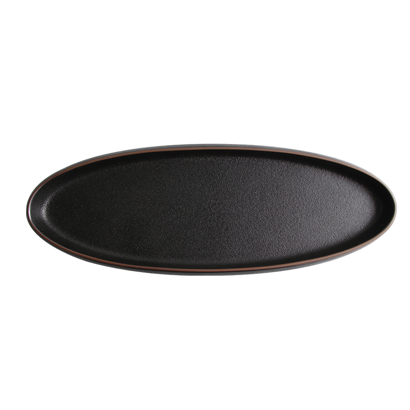 Placa oval durável por atacado, placas ovais de cerâmica seguras para micro-ondas, louça de restaurante de hotel
