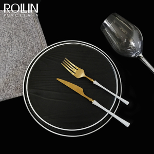 Talheres para restaurantes | Talheres para Chefs | Prato De Jantar Preto E Branco