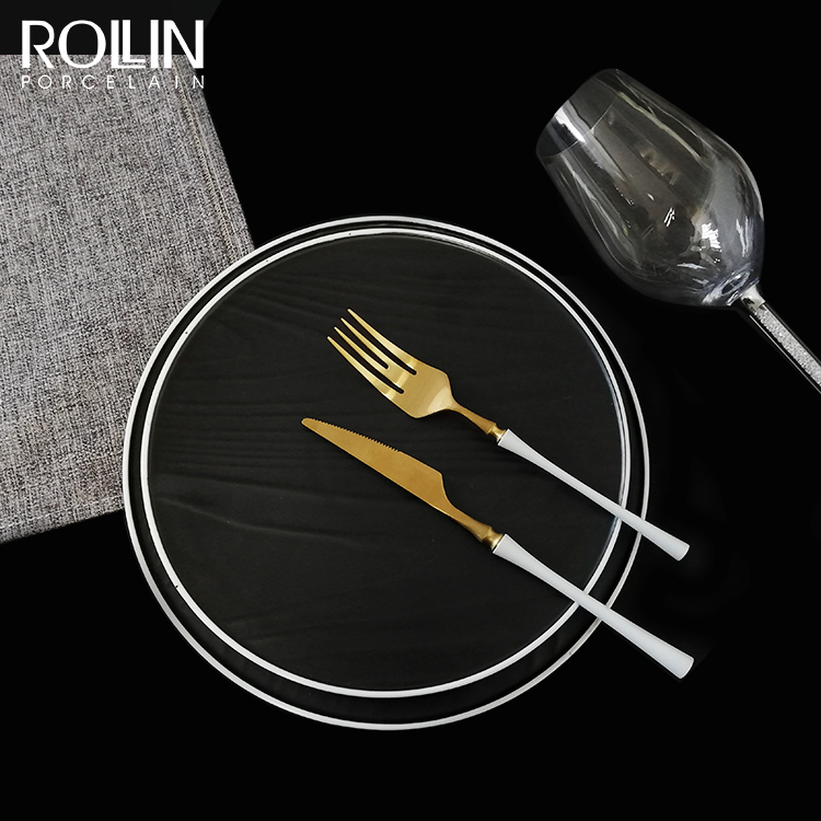 Talheres para restaurantes | Talheres para Chefs | Prato De Jantar Preto E Branco