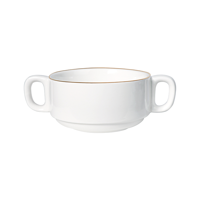 Tigela de sopa de porcelana fornecedor de hotel com alças Xícaras de sopa de cerâmica com alças