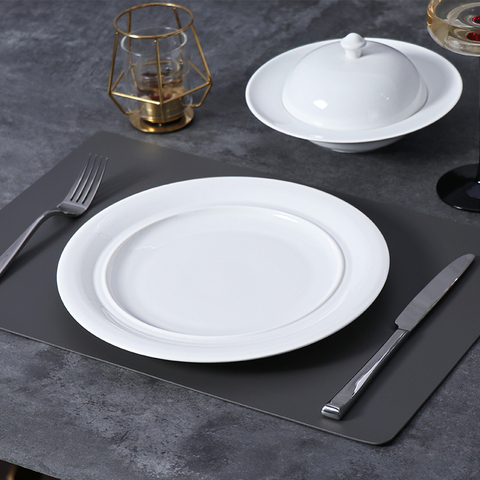 Placas de jantar de restaurante branco, placas de cerâmica de porcelana para café de hotel