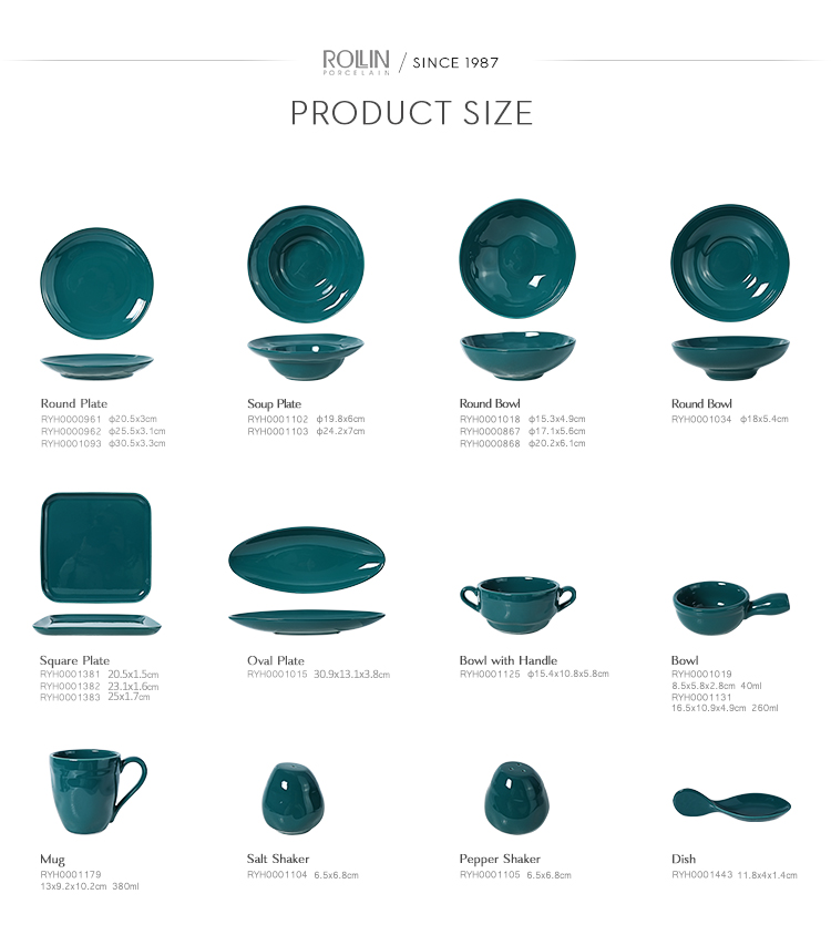 Prato de jantar quadrado verde de 10 polegadas de porcelana
