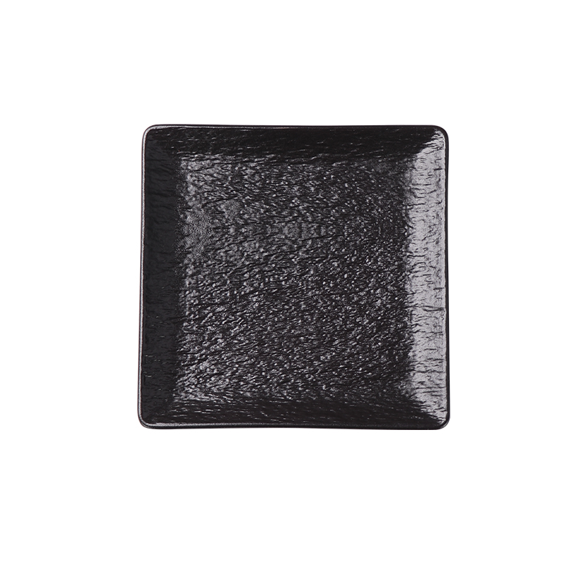 Prato de jantar quadrado preto para restaurantes, pratos de porcelana fosca