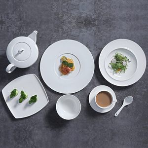Novo conjunto de pratos de porcelana óssea pratos de jantar comerciais