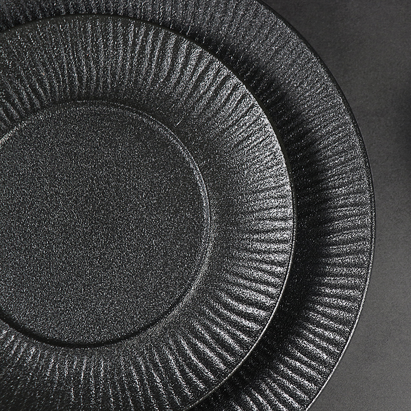 Louça de porcelana novo design Matt Frosting Black Restaurant Plate