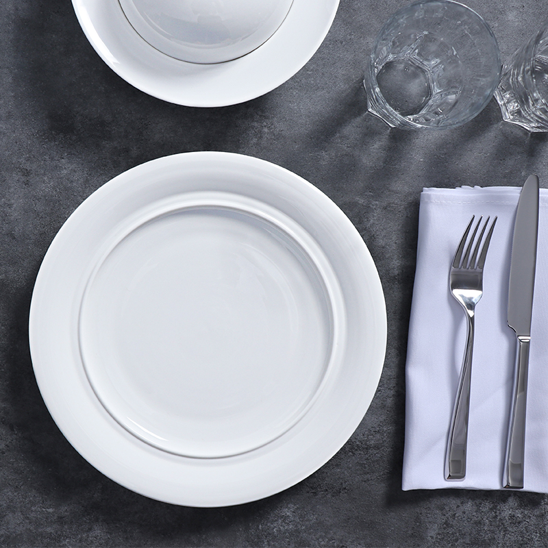 Pratos cerâmicos de vidro de tigela de sopa quadrada de placa profunda de porcelana de vidro branco