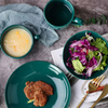 Utensílios domésticos populares, brilhantes e saudáveis, sob a saladeira verde vitrificada, tigela de cerâmica - 32 onças