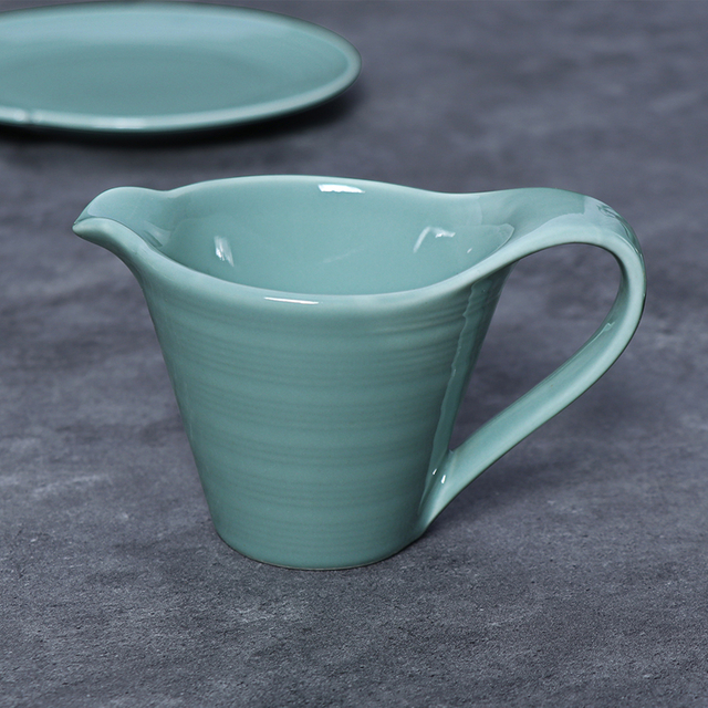 Copos de porcelana de 150ml jarro de leite verde de 5 onças 