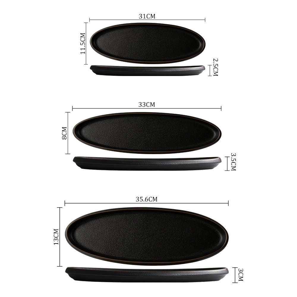 Placa oval durável por atacado, placas ovais de cerâmica seguras para micro-ondas, louça de restaurante de hotel