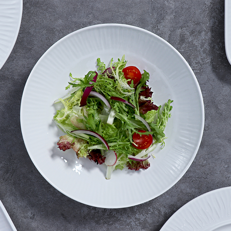 Tigela de macarrão para salada de 35 onças, tigelas de grés branco, 1L, louça de porcelana, pratos ecológicos para comida, restaurante
