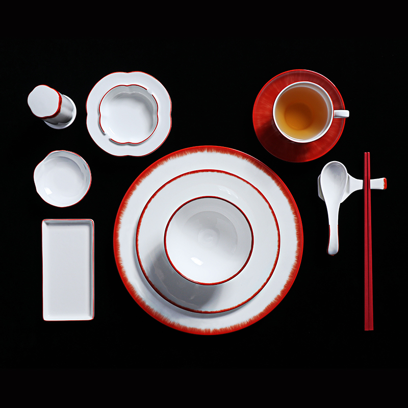 Conjunto de jantar completo chinês BILY Conjunto de louça de porcelana óssea para restaurante de hotel 
