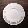 Placa cerâmica branca com acabamento dourado, placa de jantar personalizada de porcelana com logotipo do nome do restaurante 