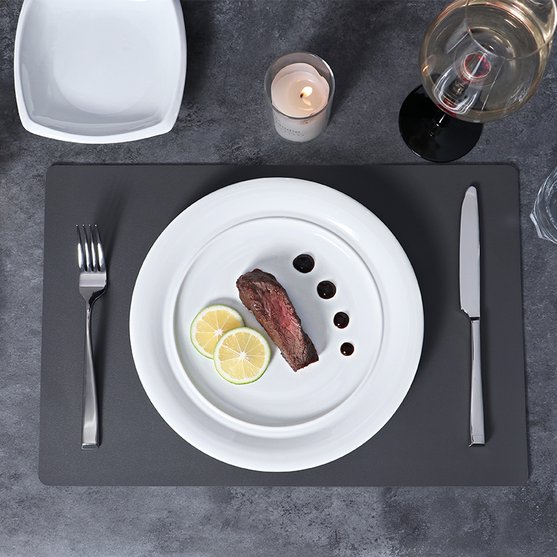 Pratos cerâmicos de vidro de tigela de sopa quadrada de placa profunda de porcelana de vidro branco