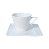 Conjunto de xícara de café de porcelana branca com pires de cerâmica de 5 onças
