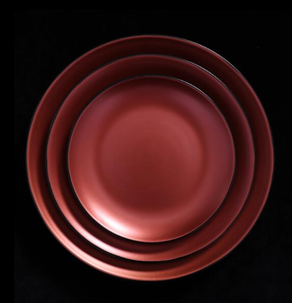Prato de jantar de porcelana com brilho de cobre para restaurantes