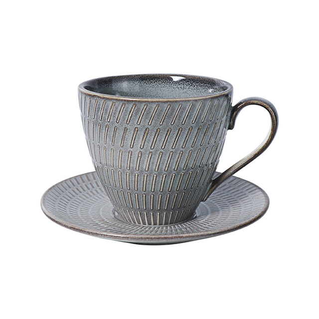 Xícara de café e pires de porcelana cinza de 5 onças para venda
