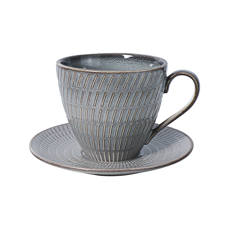 Xícara de café e pires de porcelana cinza de 5 onças para venda