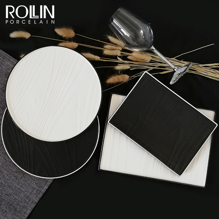 Talheres para restaurantes | Talheres para Chefs | Prato De Jantar Preto E Branco