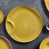 O amarelo ajustado de jantar da porcelana personalizou a placa cerâmica dos utensílios de mesa ajustada para o hotel Dinning