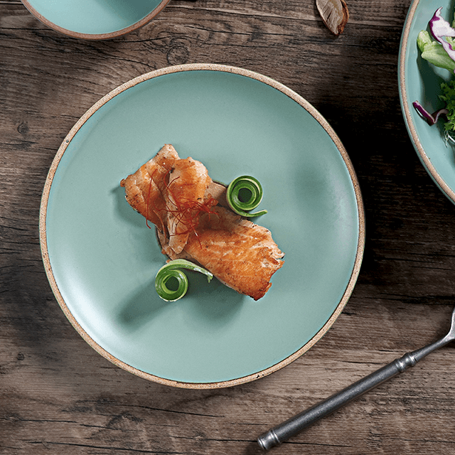 Conjunto de louça de jantar de cerâmica verde fosca 