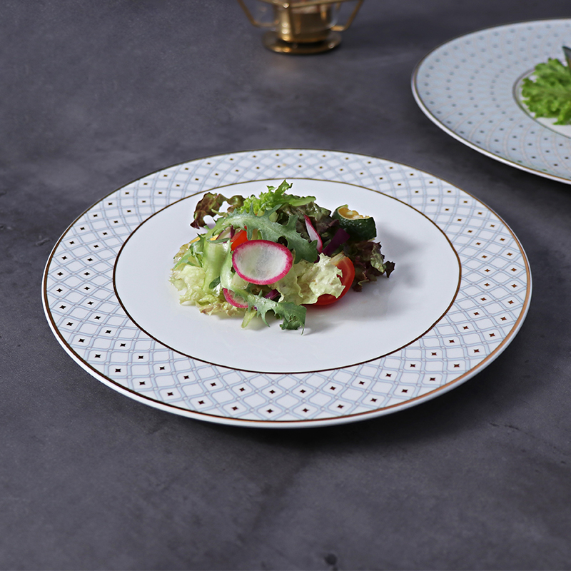 Artigos de Natal Pratos de jantar com borda dourada Bone Fine China Louça