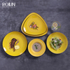 O amarelo ajustado de jantar da porcelana personalizou a placa cerâmica dos utensílios de mesa ajustada para o hotel Dinning