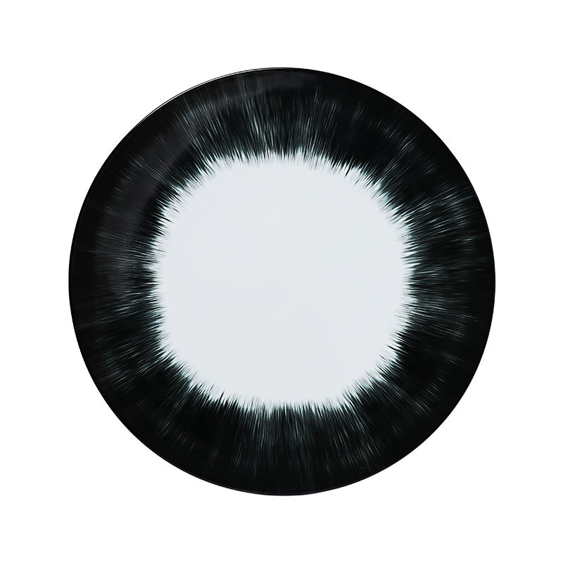 Artigos de hotel novos talheres prato de jantar comida do mar ouriço design preto e branco osso china louça