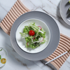Pratos e tigelas cinza profundo conjunto de jantar porcelana moderna xícara de café talheres restaurante jantar prato de luxo cerâmica