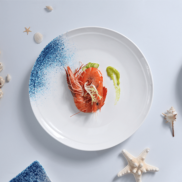 Fábrica de porcelana Fornecimento de hotel Conjunto de talheres Macarrão Conjunto de pratos de frutos do mar Vieiras Conjunto de louça para restaurante