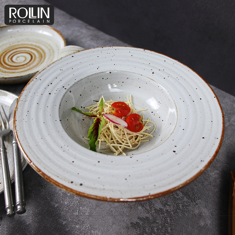 420ml Prato de Sopa Louça Rústico Prato de Macarrão Louça Pratos de Massa Para Restaurantes 
