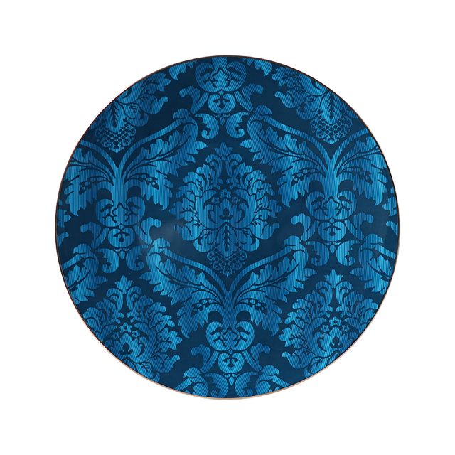 Conjunto de pratos nórdicos de porcelana com borda dourada para restaurante