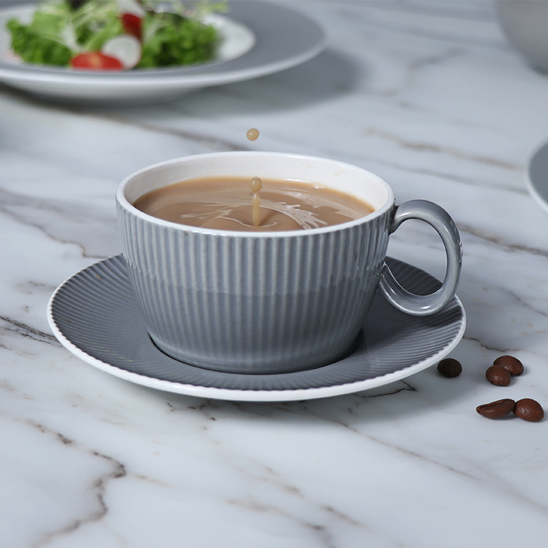Pratos e tigelas cinza profundo conjunto de jantar porcelana moderna xícara de café talheres restaurante jantar prato de luxo cerâmica