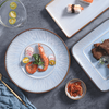 Prato de jantar de porcelana azul