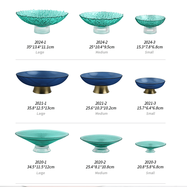 Prato dividido em vidro para sala de estar doce verde OEM personalizado embalagem divisora ​​sobremesa doces copos pratos