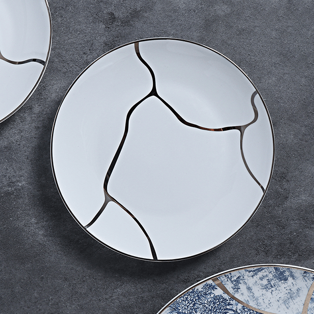 Conjunto de Jantar Azul e Branco Bone China Hotel Fornecedor