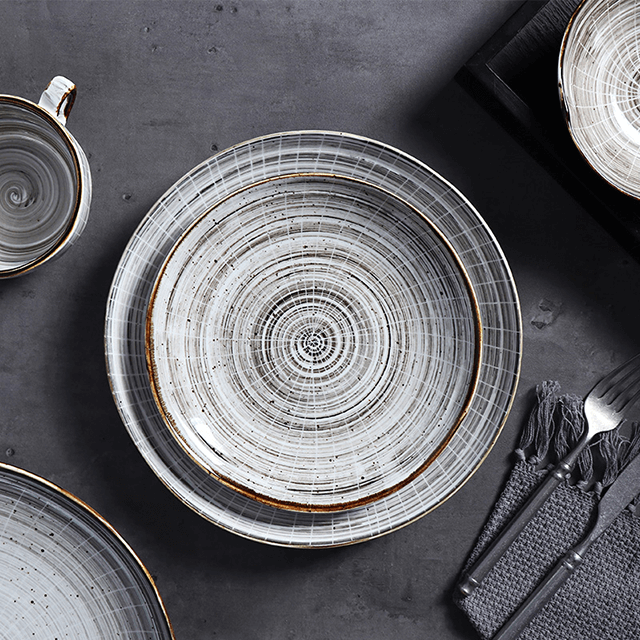 Prato redondo de porcelana de 25 cm para restaurantes Super pratos de grés para Amazon 