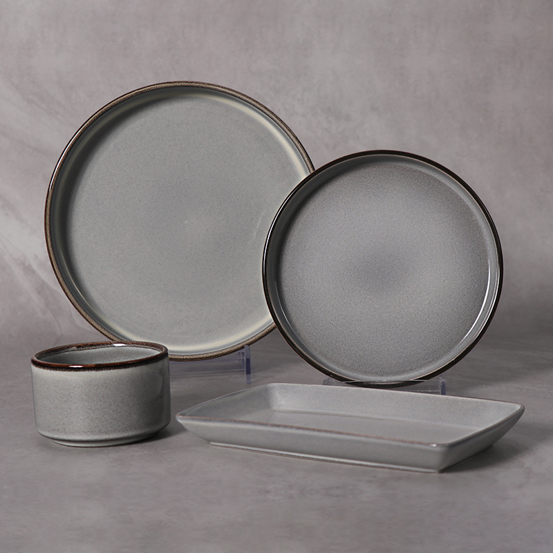 Pratos de jantar vajillas de cerâmica sob vidro