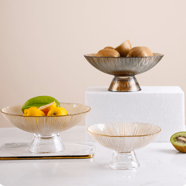 Prato dividido em vidro para sala de estar doce verde OEM personalizado embalagem divisora ​​sobremesa doces copos pratos