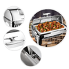Prato de atrito retangular visível, buffet, aquecedor de aço inoxidável, pratos de atrito, aquecedor de alimentos, fogões de buffet para contratação de catering
