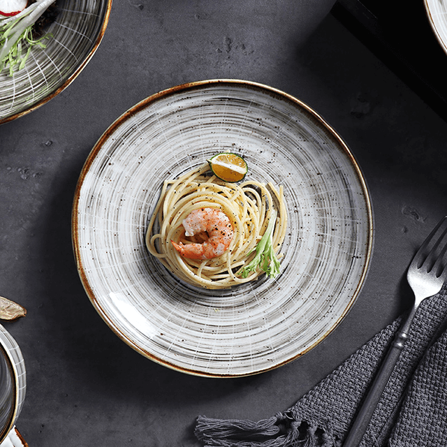 Prato redondo de porcelana de 25 cm para restaurantes Super pratos de grés para Amazon 