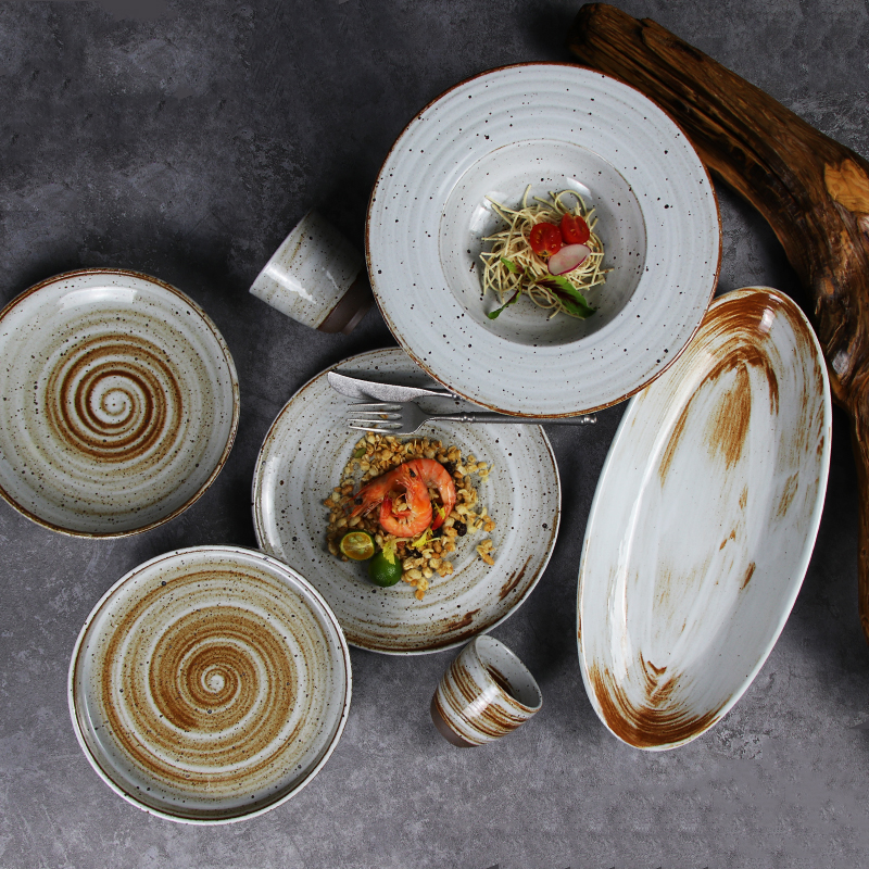 420ml Prato de Sopa Louça Rústico Prato de Macarrão Louça Pratos de Massa Para Restaurantes 