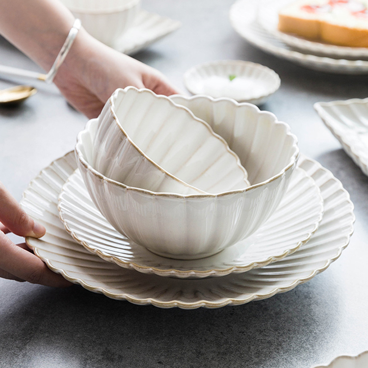 Jantar branco de luxo utensílios de mesa restaurante louça conjunto de pratos pratos de cerâmica branca conjunto de louça de jantar de cerâmica