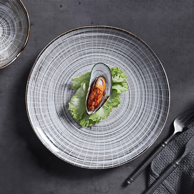 Prato redondo de porcelana de 25 cm para restaurantes Super pratos de grés para Amazon 