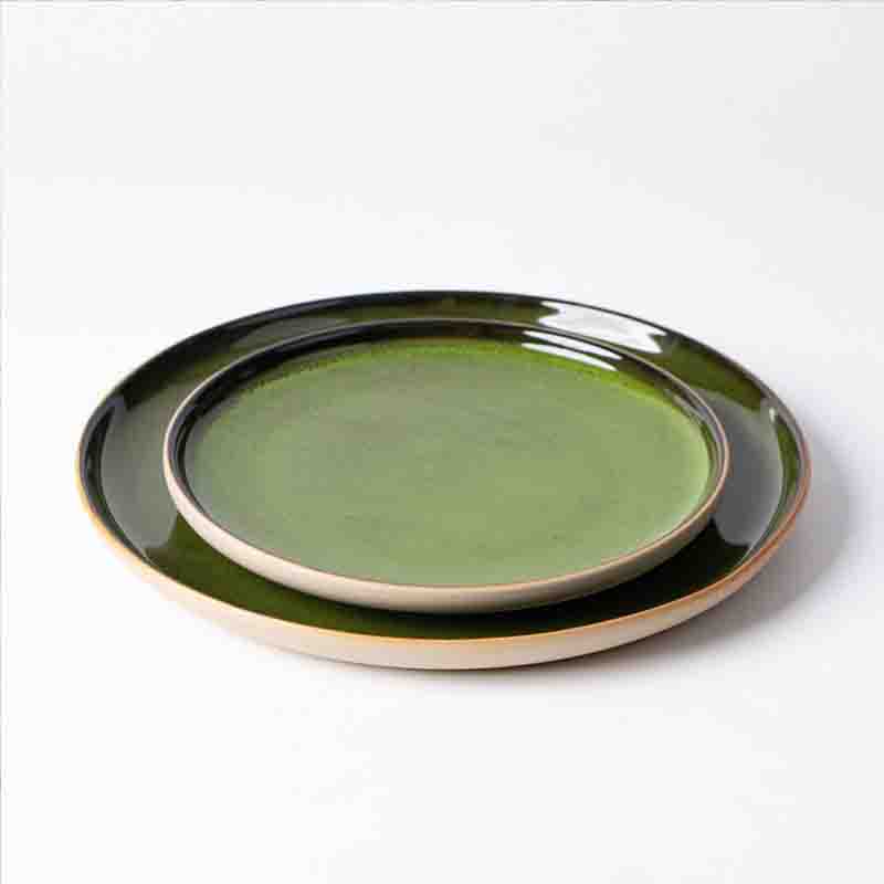 Pratos de restaurante a granel, talheres de porcelana verde