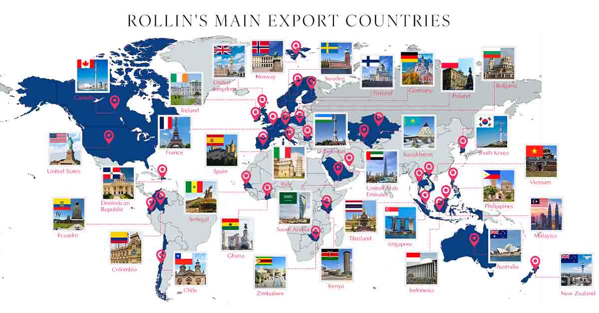 Principais países exportadores da ROLLINS